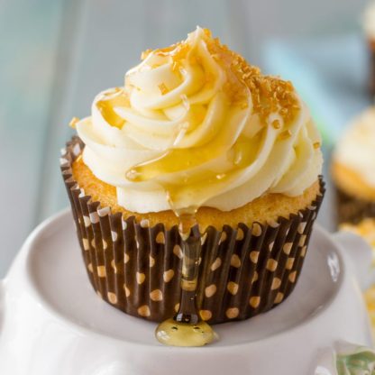 Vanilla Cupcakes with Honey Icing