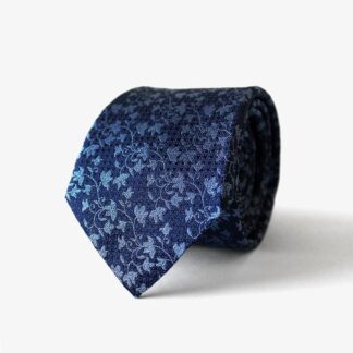 Blue Woven Floral Tie